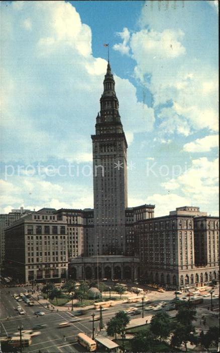 Cleveland Ohio Terminal Tower Building and Public Square