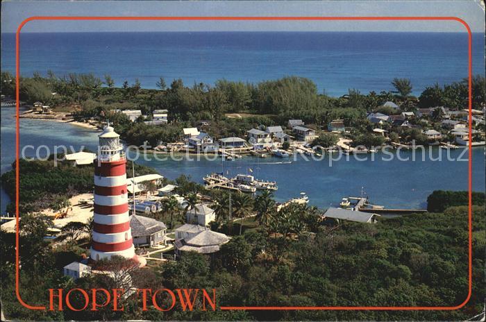 Hope Town Fliegeraufnahme mit Leuchtturm