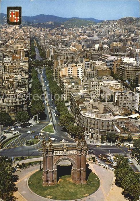Barcelona Cataluna Fliegeraufnahme Arco del Triunfo y Paseo San Juan