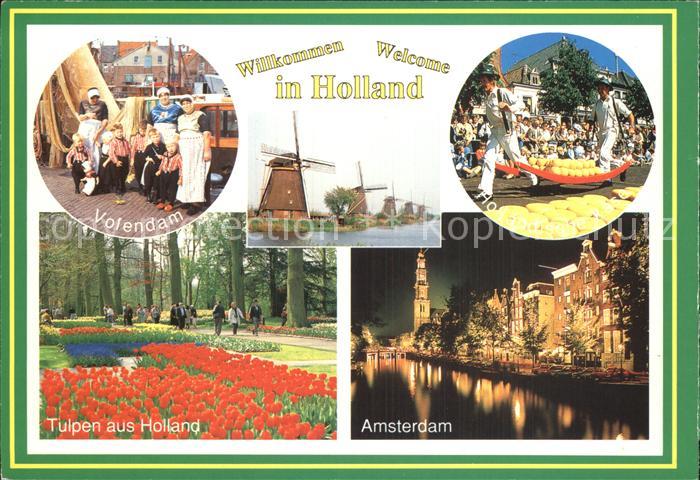 Amsterdam Niederlande Volendam Muehlen Tulpenfelder