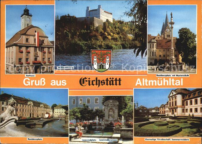 Eichstaett Oberbayern Rathaus Willibaldsburg Residenzplatz Mariensaeule