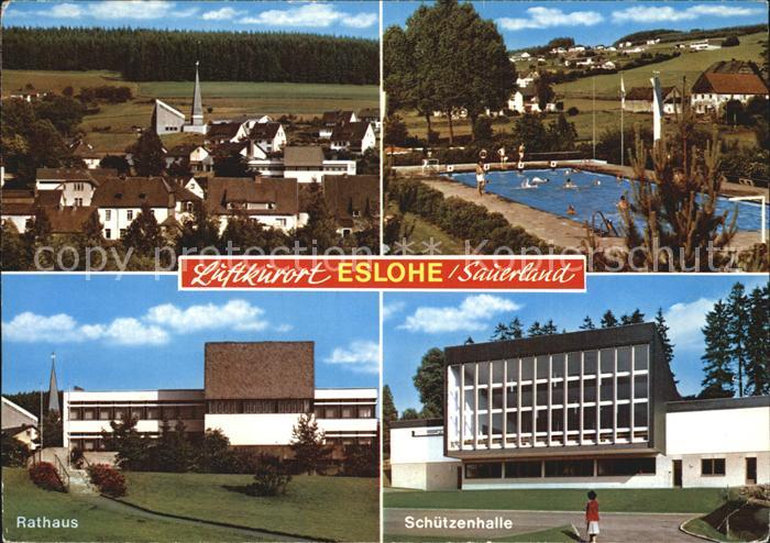 Eslohe Sauerland Teilansicht Rathaus Schwimmbad Schuetzenhalle