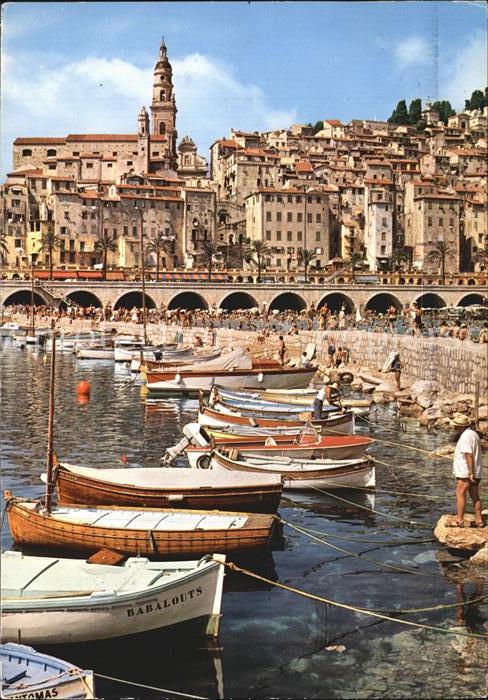 Menton Alpes Maritimes Teilansicht mit kleinem Hafen