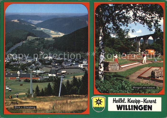 Willingen Sauerland Minigolf am Viadukt Blick vom Ettelsberg