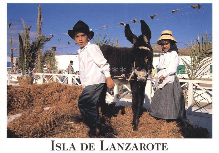 Esel Tiere Isla de Lanzarote Kinder Trachten