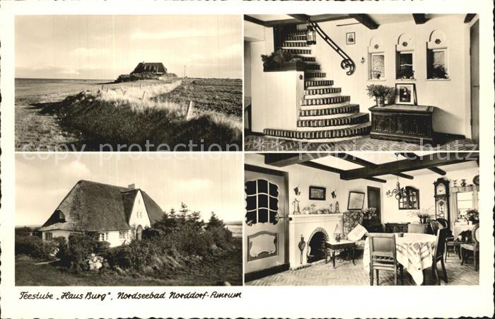 Norddorf Amrum Teestube Haus Burg Treppenaufgang Gastraum