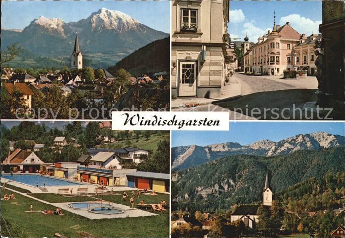 Windischgarsten Stadtblick Schwimmbad Kirche Strassenpartie