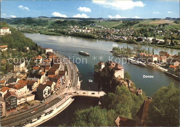 Passau am Zusammenfluss von Donau Inn und Ilz