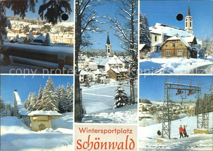 Schoenwald Schwarzwald Teilansicht Kirche Sprungschanze Schlepplift
