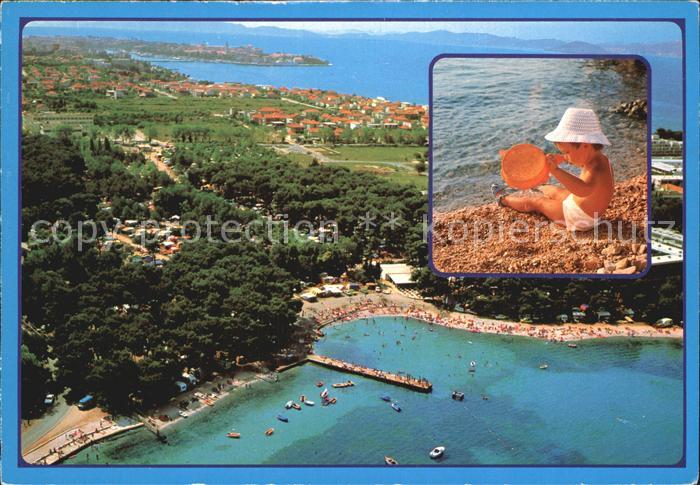 Zadar Zadra Zara Autocamp Borik Fliegeraufnahme Kind am Strand