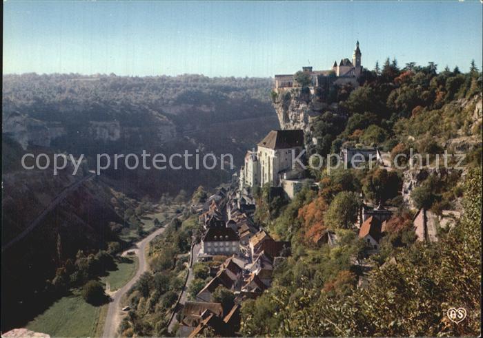 Rocamadour Vue generale aerienne prise de la route du Chateau