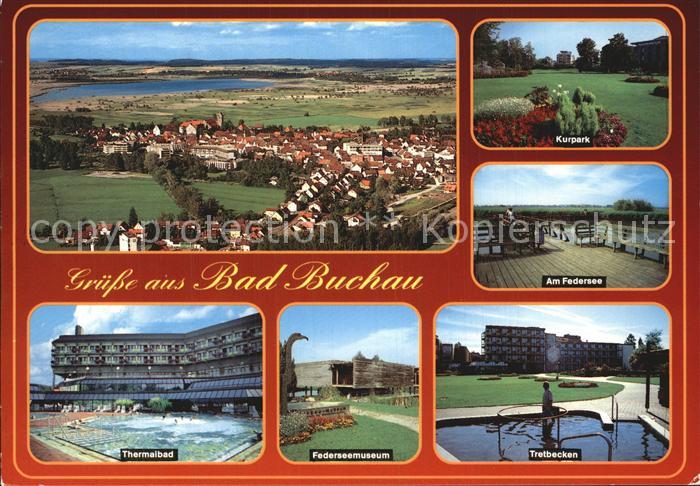 Bad Buchau Federsee Fliegeraufnahme Kurpark Federsee Thermalbad Federseemuseum T