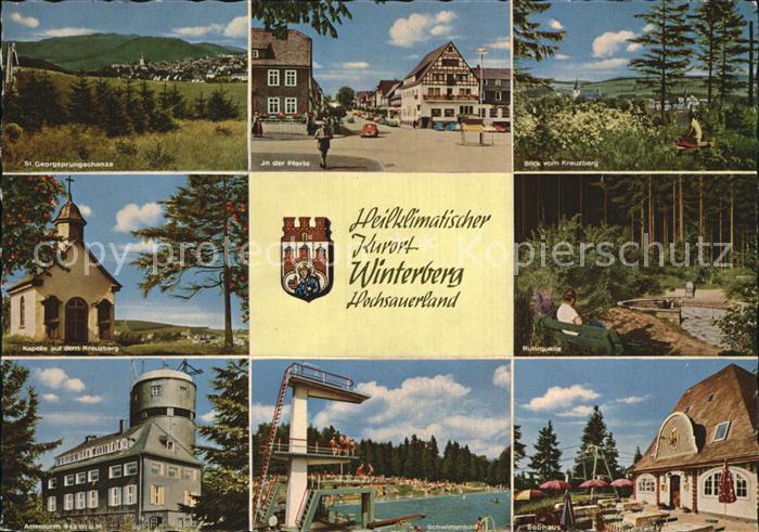 Winterberg Hochsauerland St Georg Sprungschanze Pforte Kreuzbergblick Ruhrquelle