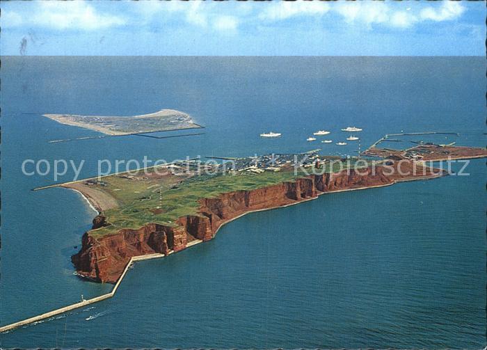 Helgoland Insel und Duene Fliegeraufnahme