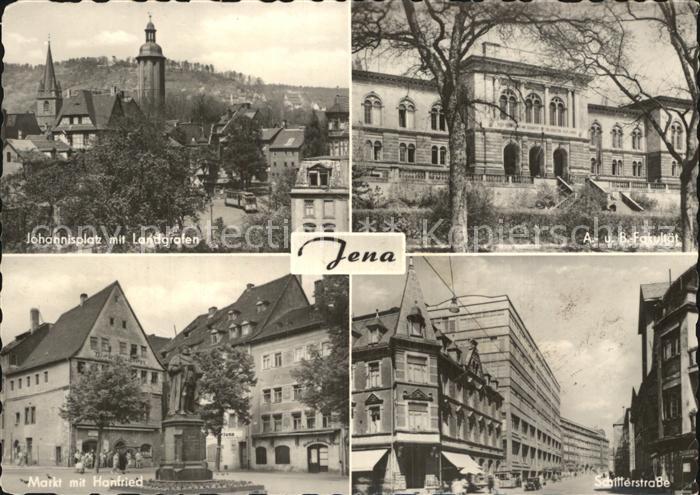 Jena Thueringen Johannisplatz mit Landgrafen Fakultaet Markt mit Hanfried Schill