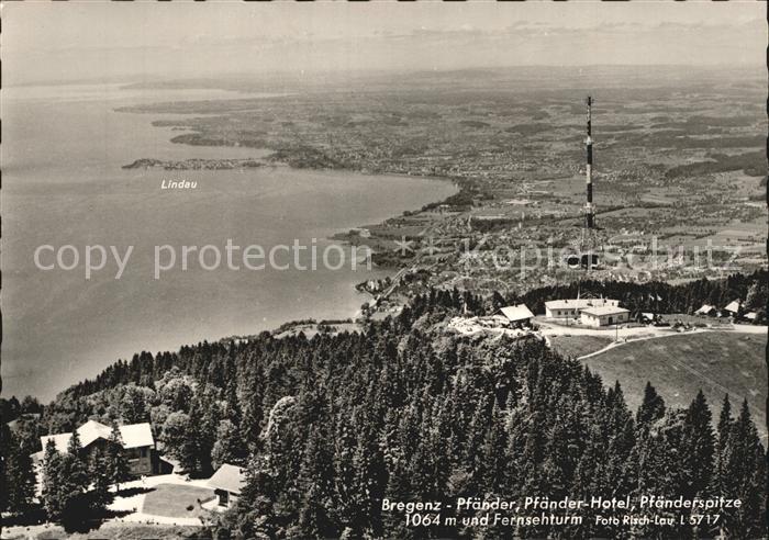 Bregenz Vorarlberg Pfaender Hotel Pfaenderspitze Fernsehturm Fliegeraufnahme