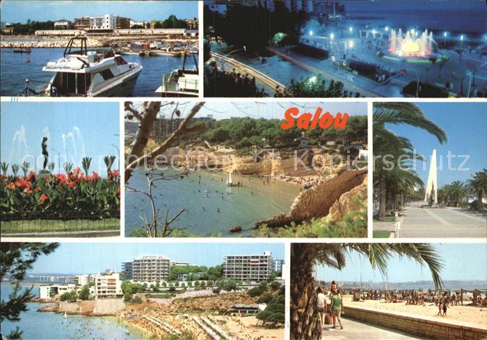 Salou Hafen Nachtaufnahme Springbrunnen Strandpartien Promenade