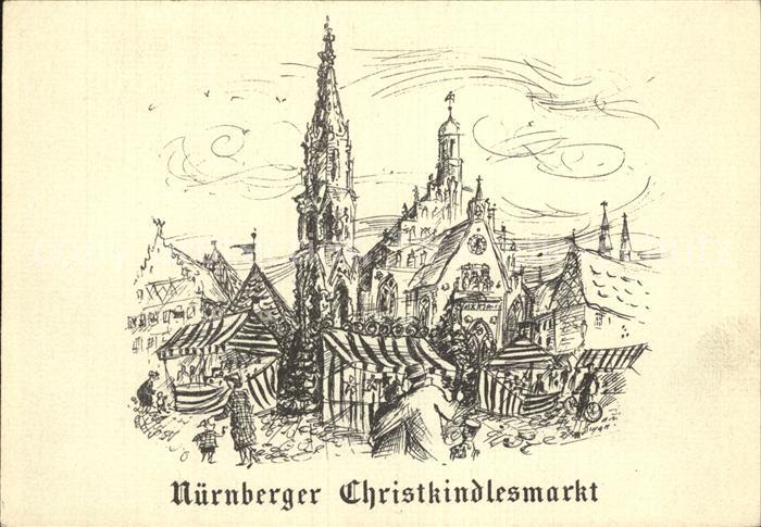 NueRNBERG  CITY Christkindlesmarkt Zeichnung