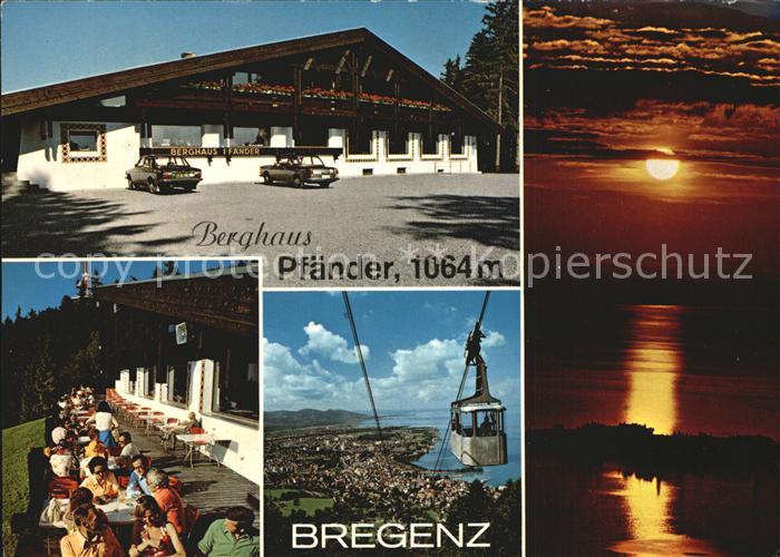 Bregenz Vorarlberg Pfaenderbahn Berghaus Sonnenuntergang