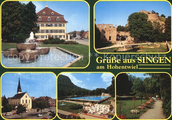 Singen Hohentwiel Kirche Burgruine Schwimmbad Parkanlagen