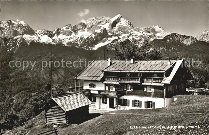 Garmisch-Partenkirchen Berggasthof Eckbauer mit Alpspitze Wettersteingebirge