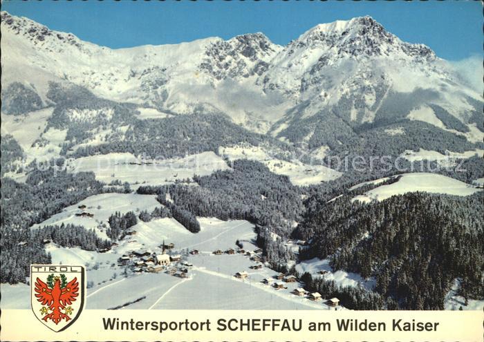 Scheffau Wilden Kaiser Winterpanorama Erholungsort Fliegeraufnahme