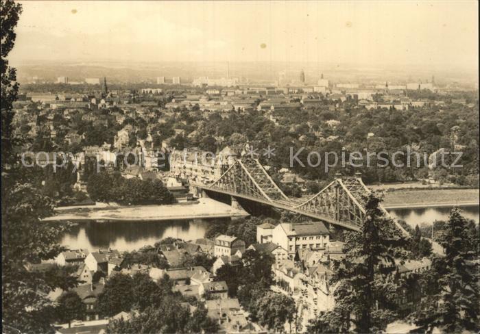 Dresden Blick von Oberloschwitz zum Blauen Wunder Elbe Bruecke