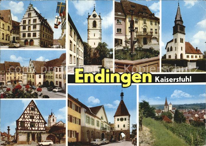 Endingen Kaiserstuhl Teilansichten Gebaeude Turm Torbogen Kirche Brunnen Fachwer