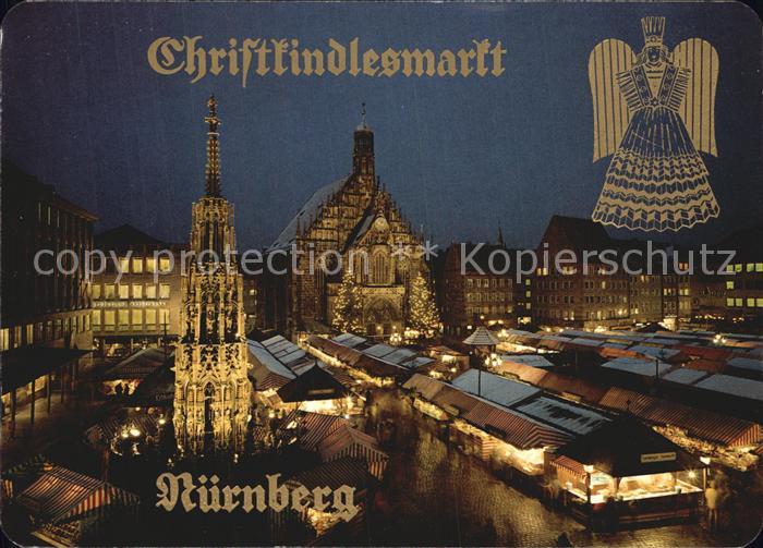 Nuernberg Christkindlesmarkt Nachtaufnahme
