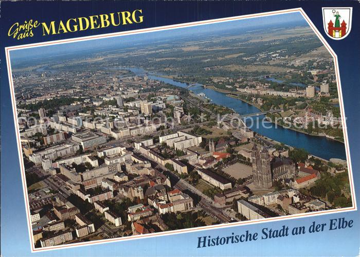 Magdeburg Historische Stadt an der Elbe Fliegeraufnahme