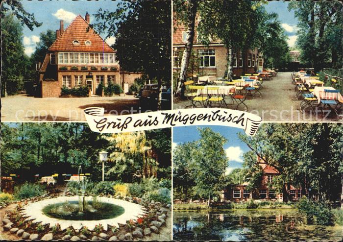 Mueggenbusch Restaurant Cafe Pension Gartenterrasse Springbrunnen Teich