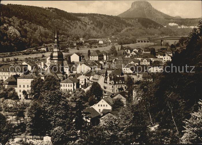 Bad Schandau Ortsansicht mit Kirche Elbe Lilienstein Tafelberg Elbsandsteingebir