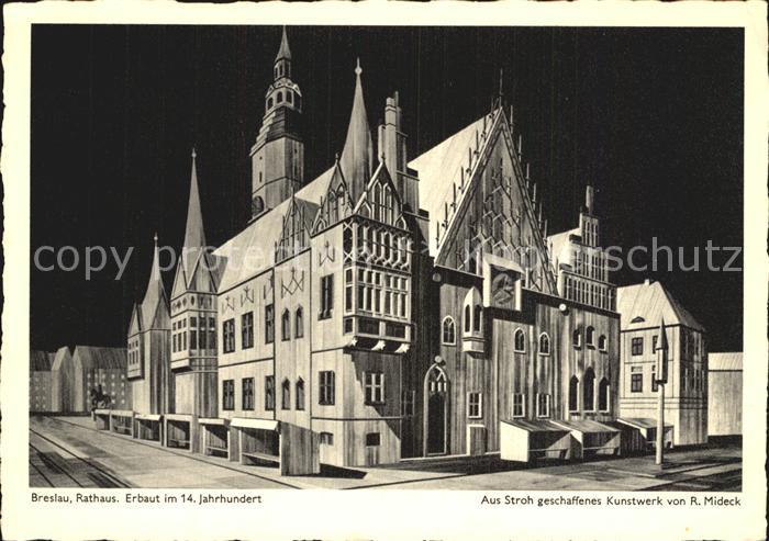 Breslau Niederschlesien Rathaus 14. Jhdt. Aus Stroh geschaffenes Kunstwerk von R