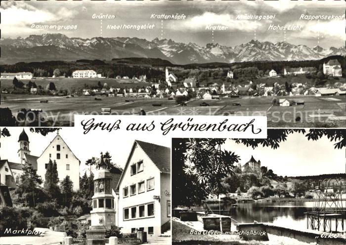 Groenenbach Bad Gesamtansicht mit Alpenpanorama Marktplatz Bad Clevers mit Schlo