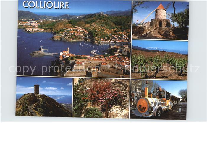Collioure Fliegeraufnahme mit Hafen Mühle