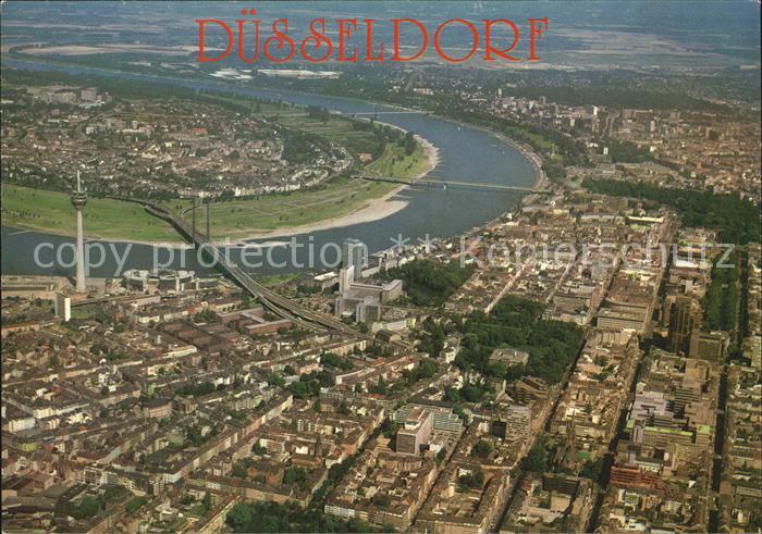 Duesseldorf Rheinturm Fliegeraufnahme