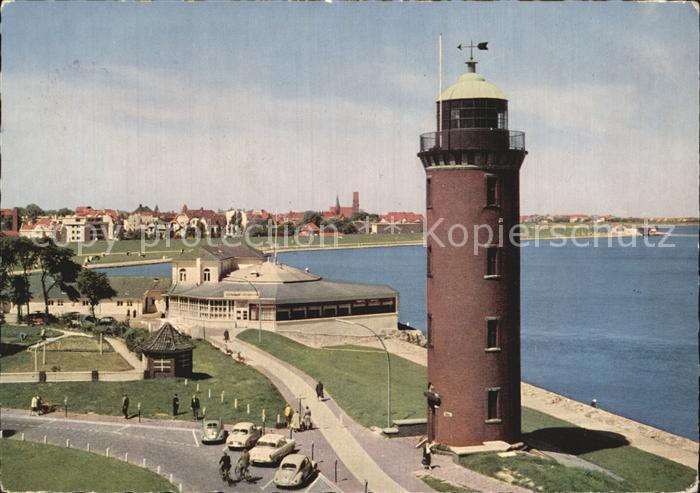 Cuxhaven Nordseebad Leuchtturm mit Seepavilon