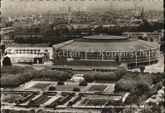 DORTMUND  CITY Westfalenhalle Rosenterrasse Blick zur Stadt
