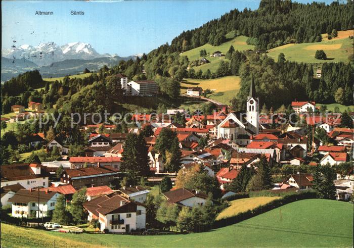 Oberstaufen Oberallgaeu Bayern Altmann Saentis Stadtansicht