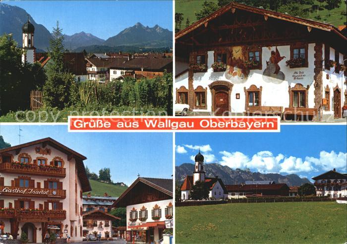 Wallgau Dorfkirche Gasthof Isartal Wettersteinspitze Alte Post