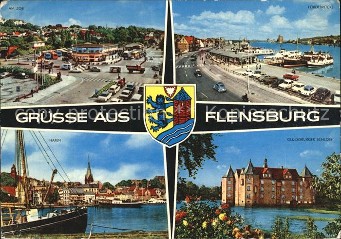 Flensburg Gluecksburger Schloss Hafen ZOB Foerdebruecke