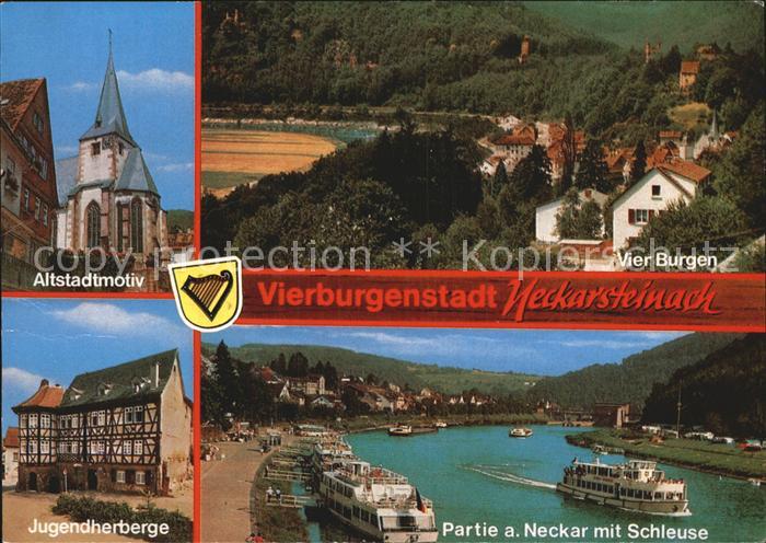 Neckarsteinach Altstadtmotiv Jugendherberge Vier Burgen Neckar Schleuse