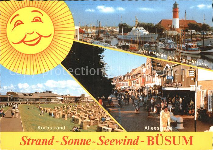 Buesum Nordseebad Korbstand Alleestrasse Alter Hafen Leuchtturm