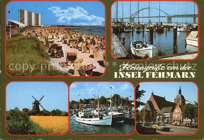 Fehmarn Bruecke Hafen Windmuehle Strand