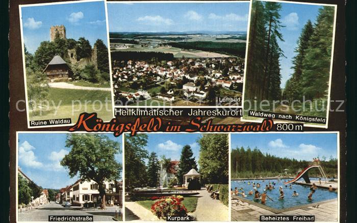 Koenigsfeld Schwarzwald Fliegeraufnahme Friedrichstrasse Ruine Waldau