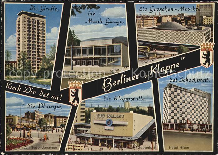 BERLIN  CITY Giraffe Musik-Garage Grosche-Moschee Schachbrett Klappstulle Plumpe