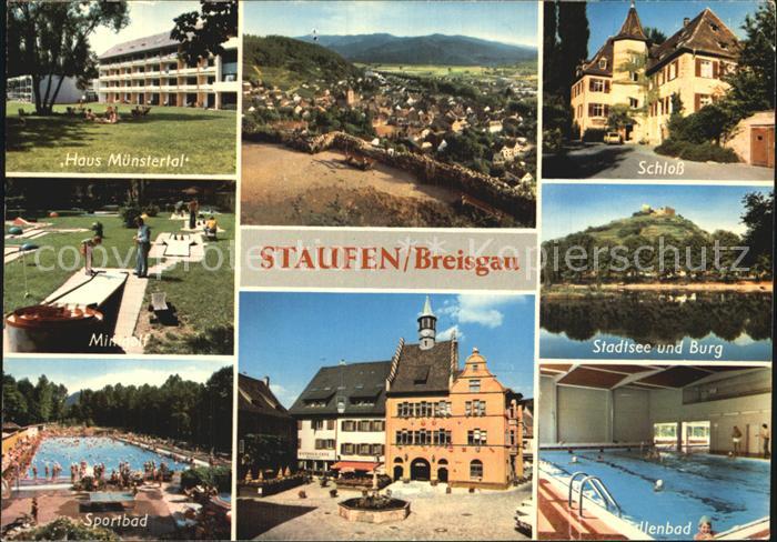 Staufen Breisgau Haus Muenstertal Schloss Stadtsee und Burg Hallenbad