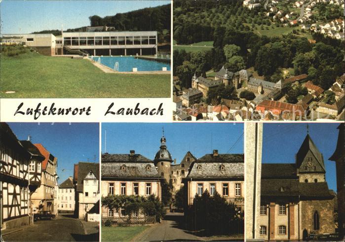 Laubach Hessen Naturpark Hoher Vogelsberg Ortspartien mit Freibad