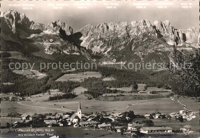 Ellmau Tirol Fliegeraufnahme mit Wildem Kaiser