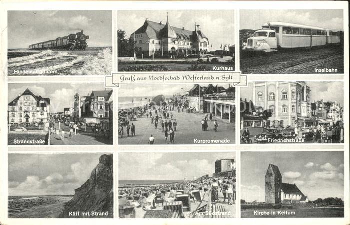 Westerland Sylt Hindenburgdamm Friedrichstrasse Kliff Kirche in Keitum Inselbahn